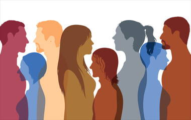 Men and women from different countries and cultures. Multi-ethnic people cartoon and racial equality.
