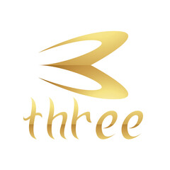 Golden Symbol for Number 3 on a White Background - Icon 1