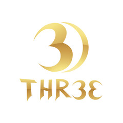 Obraz na płótnie Canvas Golden Symbol for Number 3 on a White Background - Icon 3