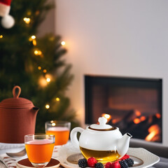 Fototapeta premium cup of tea with fruits and spices