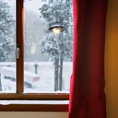 snow covered window