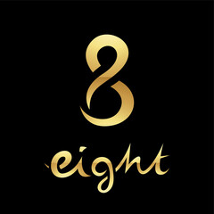 Fototapeta premium Golden Symbol for Number 8 on a Black Background - Icon 7