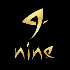 Golden Symbol for Number 9 on a Black Background - Icon 3
