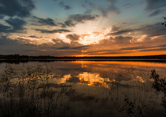 sunset over the lake