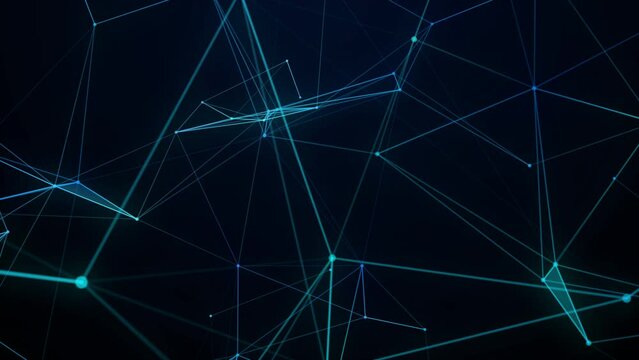 Abstract digital connection. Moving points with lines. Data technology. Technological background. Network, weaving. Video 4k.