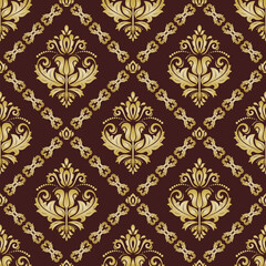 Orient vector classic brown and golden pattern. Seamless abstract background with vintage elements. Orient pattern. Ornament for wallpapers and packaging