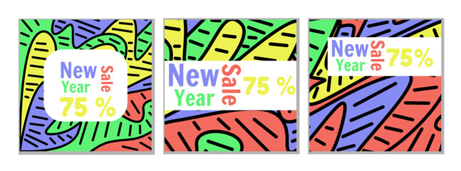 new year 2023 sale with colorful abstract flyer for social media promotion 