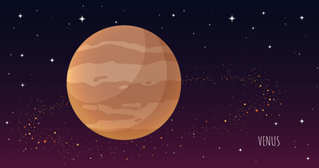 Venus planet. Collection of Planets of solar system. Cartoon style vector illustration isolated on white background. Space galaxy background cartoon universe, cosmos dust scenery. © iryna