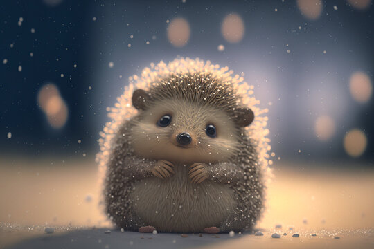 S&uuml;&szlig;er Igel im Schnee auf Futtersuche