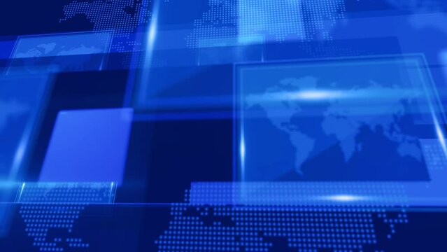 3D World News Background Loop, digital world breaking news Studio Background for news report and breaking news on world live report .studio virtual set