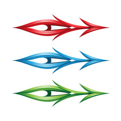 Obraz premium Plant-like Spiky Arrow Shapes in Red Blue and Green Colors