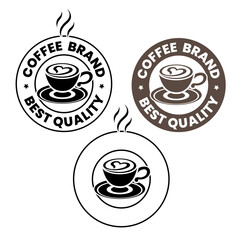 Round Coffee and Heart Icon with Text - Set 1