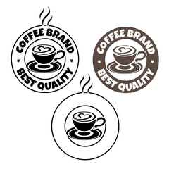 Round Coffee and Heart Icon with Text - Set 5