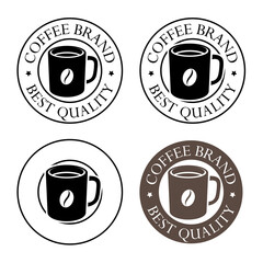 Round Coffee Mug and Bean Icons with Text - Set 4
