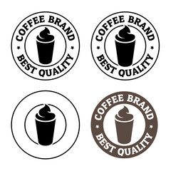 Round Iced Coffee Icon with Text - Set 1