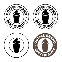Round Iced Coffee Icon with Text - Set 3