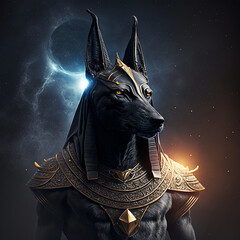 statue of anubis in the galaxy - obrazy, fototapety, plakaty