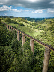 Railway viaduct in the mountains. Ortigueira, Paraná, Brazil.