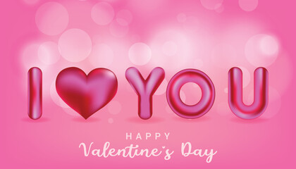 Realistic 3d I love you vector for valentines day