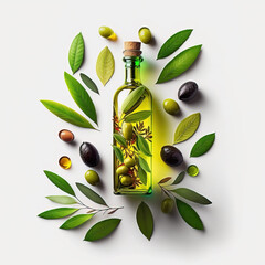 olive branch with olive oil, sketch art for artist creativity and inspiration. generative AI	
