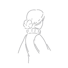 Set of art simple design line girls portraits. Minimalist vector illustration of beautiful woman. Line drawing.