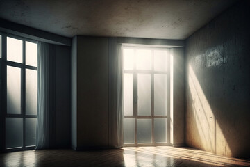 Obraz premium sun rays falling into apartment