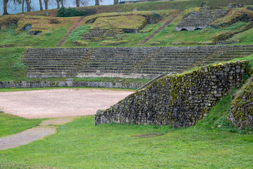 The amphitheater of Autun. Construction of the largest Roman amphitheater of its time, able to accommodate up to 20,000 spectators. French in Burgundy