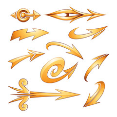 Various Shaped Curvy Yellow Arrows