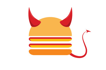 A monster burger logo design featuring a burger devil mascot illustration in vector format, representing a bold and memorable fast food brand.