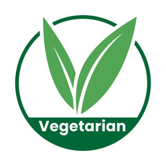 Vegetarian Round Icon with Green Leaves and Dark Green Text - Icon 2