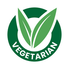 Vegetarian Round Icon with Green Leaves and Dark Green Text - Icon 4