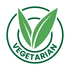 Fotobehang Vegetarian Round Icon with Green Leaves and Dark Green Text - Icon 5 © cidepix