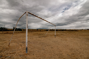 old football gate in the countryside