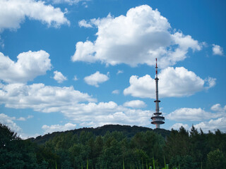 Fototapeta premium television tower in Germany that stands on the Teutoburg Forest near Bielefeld