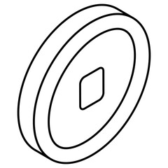 Chinese coin icon, editable vector 