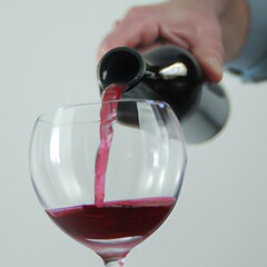 red wine pouring into glass