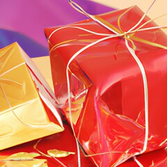 gift box with ribbons