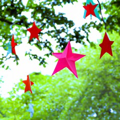 christmas stars on green