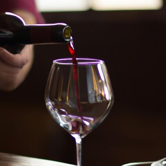 pouring red wine into glass