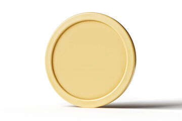 Matte gold coin or token mockup suitable for icon, logo and cryptocurrency design. High quality 3D rendering.