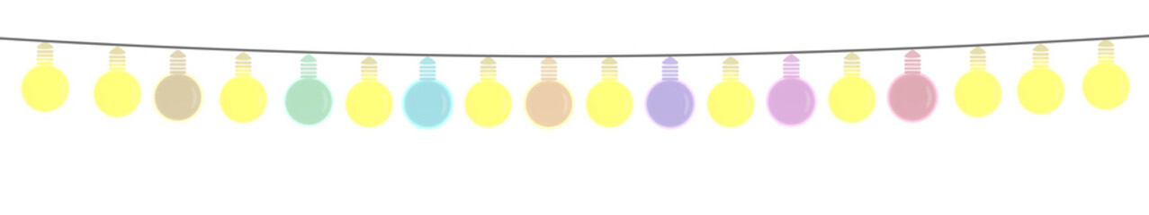 illustrazione con linea di luminarie colorate su sfondo trasparente