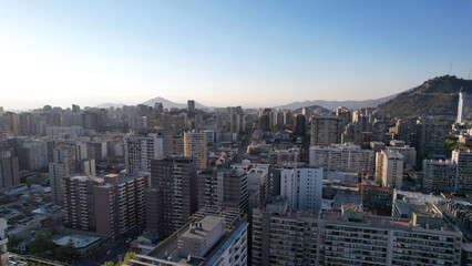 SANTIAGO, CHILE, PANORAMIC VIEW OF CENTER OF SANTIAGO