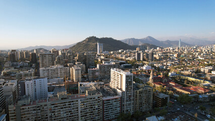 SANTIAGO, CHILE, PANORAMIC VIEW OF CENTER OF SANTIAGO