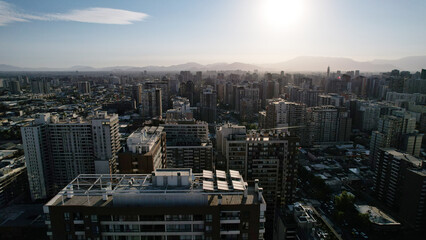 SANTIAGO, CHILE, PANORAMIC VIEW OF CENTER OF SANTIAGO