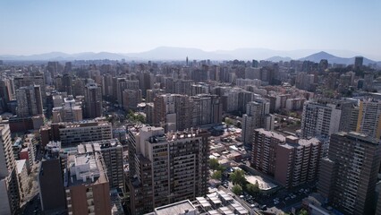 Obraz premium SANTIAGO, CHILE, PANORAMIC VIEW OF CENTER OF SANTIAGO