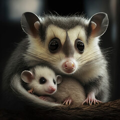 possum with baby