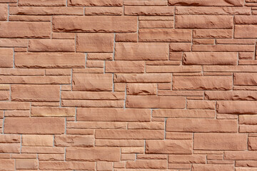 Handcut red sandstone wall