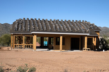 New tiles on a house roof top