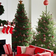 christmas tree and gifts in the living room