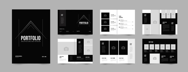 architecture Portfolio & interior layout template, portfolio design, a4 size professional multipage design for editable template layout.  - obrazy, fototapety, plakaty